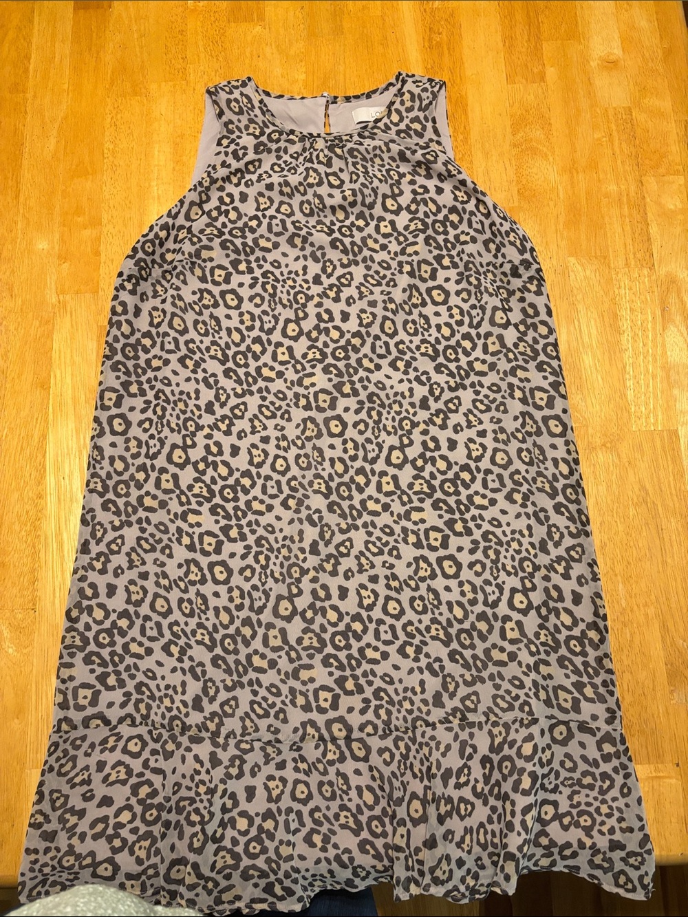 LOFT Grey and Black Leopard Print Sleeveless Tunic